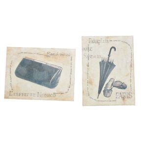French Paris Black Beige Drawings Fashion Purse Umbrella Small Canvas Print Art